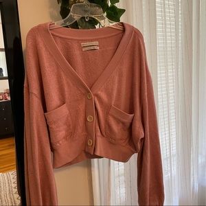 Cropped Bubble Sleeve Cardigan